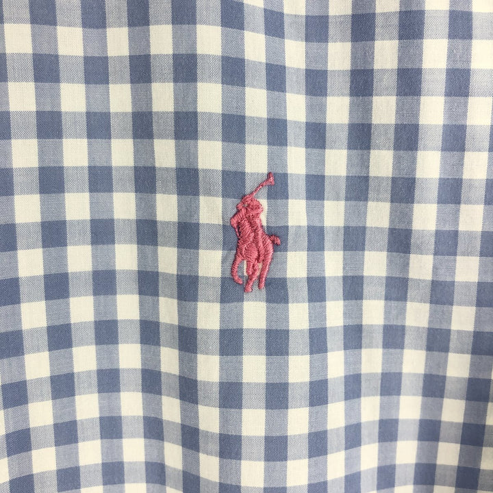 Ralph Lauren Gingham Check Short Sleeve Button Down Check Shirt Men's XL Size Short Sleeve cotton white type Vintage Second Hand