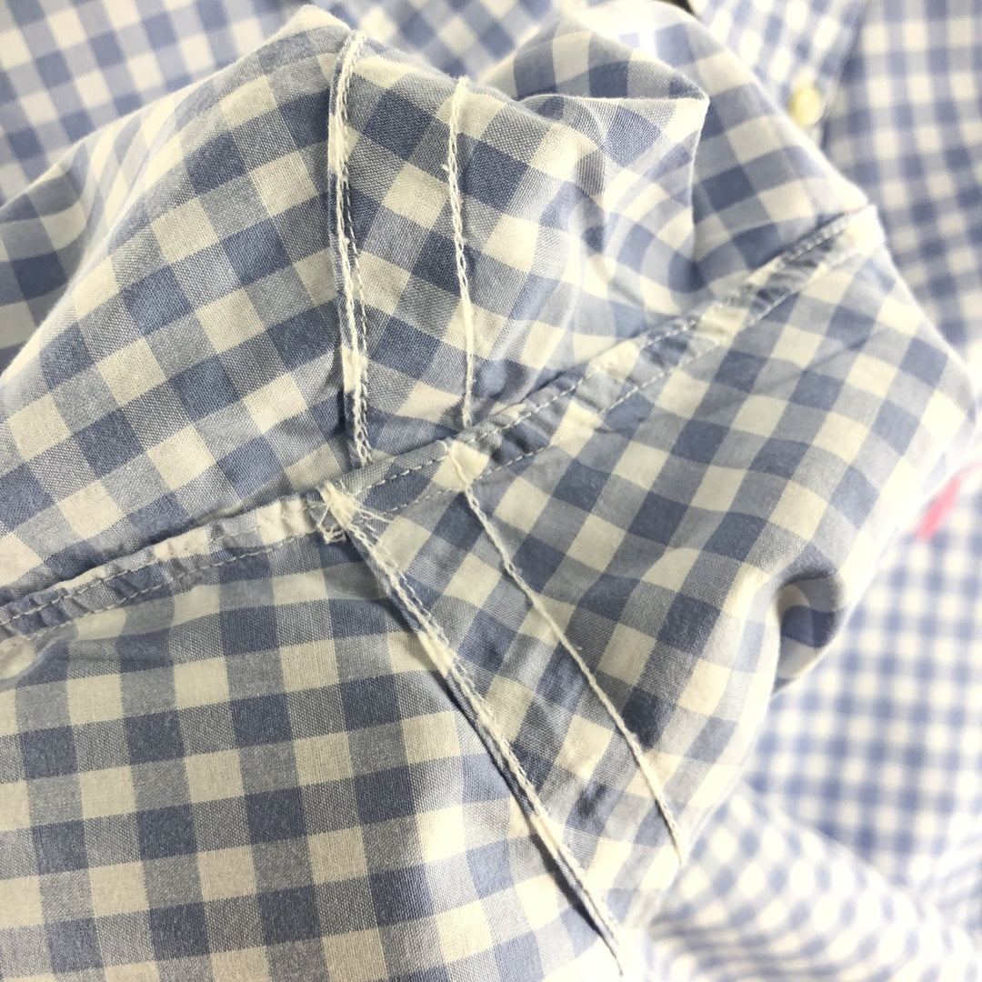Ralph Lauren Gingham Check Short Sleeve Button Down Check Shirt Men's XL Size Short Sleeve cotton white type Vintage Second Hand