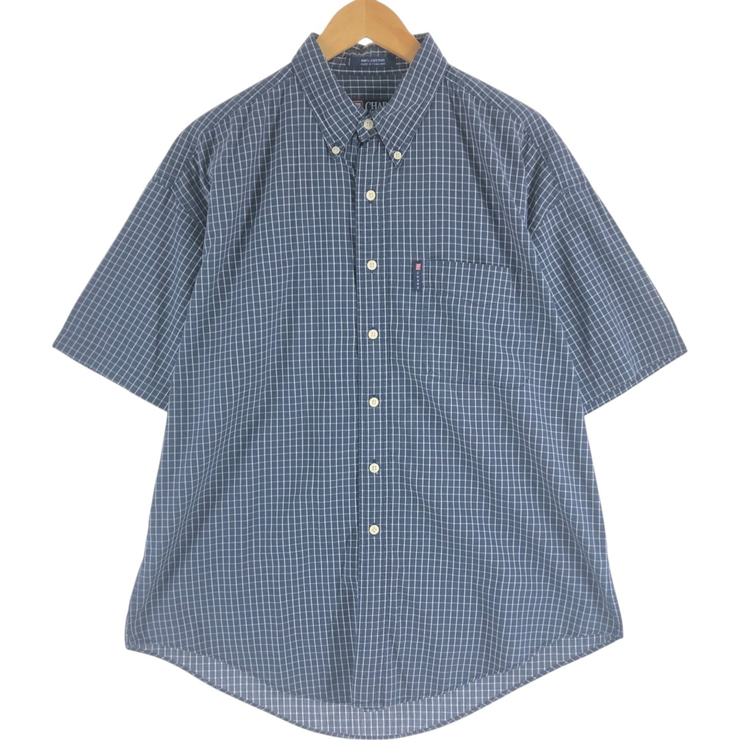 90'S Ralph Lauren CHAPS short sleeve button down check shirt men's size L vintage cotton white type Vintage Second Hand