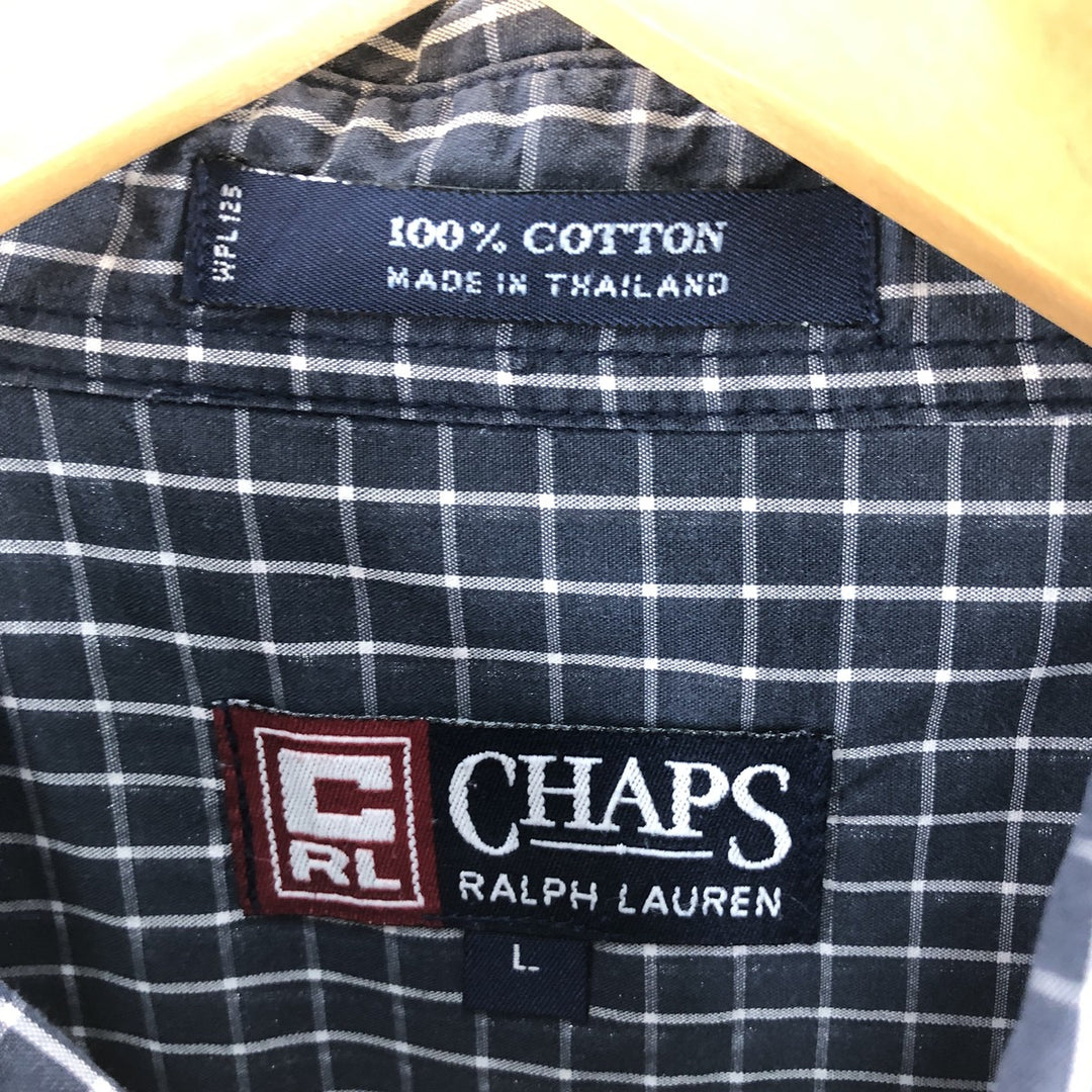 90'S Ralph Lauren CHAPS short sleeve button down check shirt men's size L vintage cotton white type Vintage Second Hand