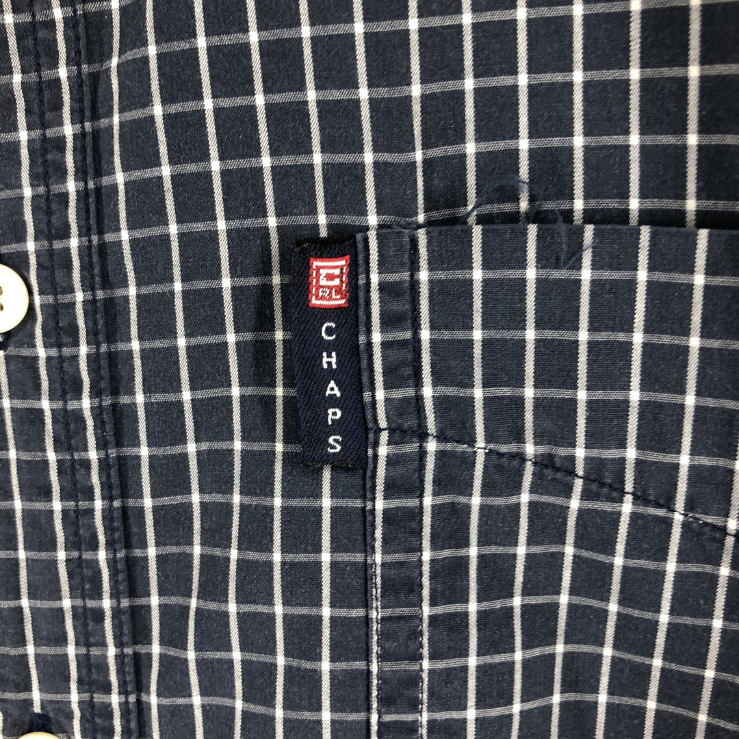 90'S Ralph Lauren CHAPS short sleeve button down check shirt men's size L vintage cotton white type Vintage Second Hand