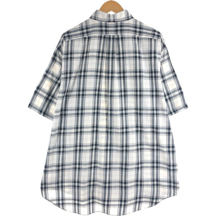 RALPH LAUREN GOLF TILDEN Tartan Check Short Sleeve Button Down Check Shirt Men's XL cotton white type Vintage Second Hand