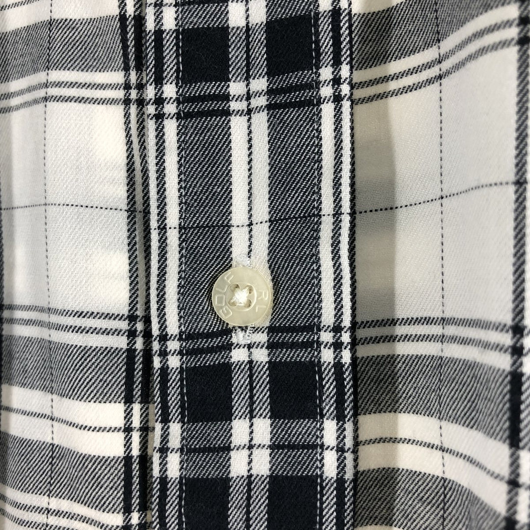RALPH LAUREN GOLF TILDEN Tartan Check Short Sleeve Button Down Check Shirt Men's XL cotton white type Vintage Second Hand