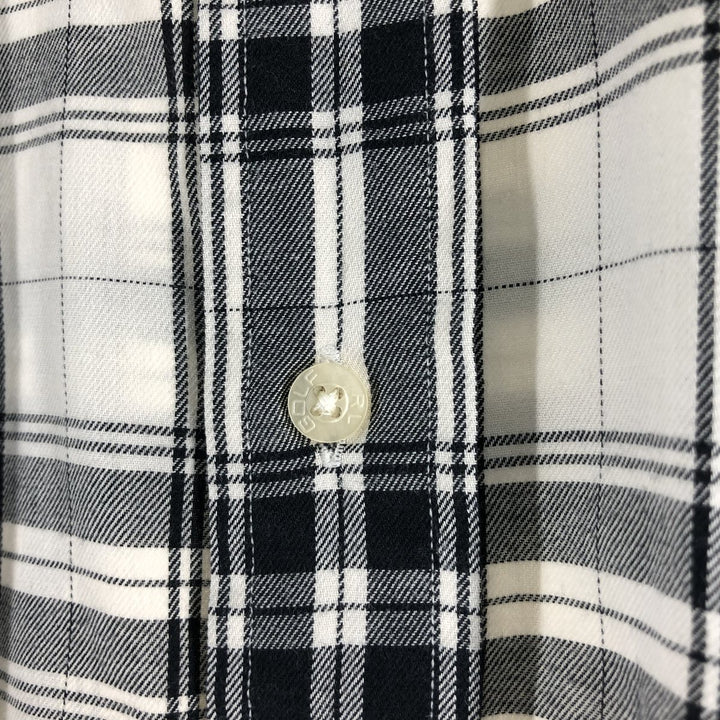RALPH LAUREN GOLF TILDEN Tartan Check Short Sleeve Button Down Check Shirt Men's XL cotton white type Vintage Second Hand