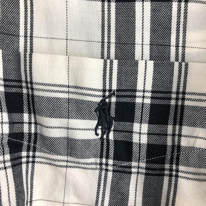 RALPH LAUREN GOLF TILDEN Tartan Check Short Sleeve Button Down Check Shirt Men's XL cotton white type Vintage Second Hand