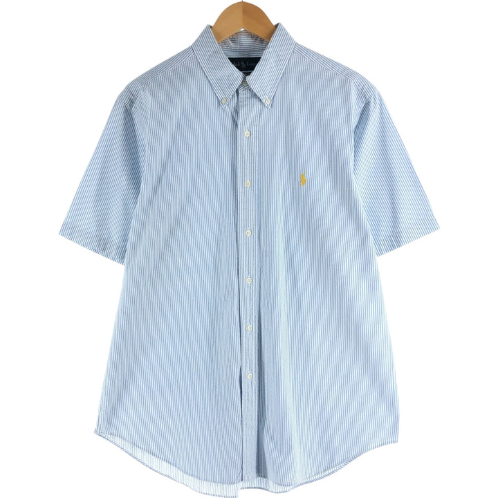 Ralph Lauren CLASSIC FIT Classic Fit Seersucker Short Sleeve Button Down Striped Shirt Men's L cotton white type Vintage Second Hand