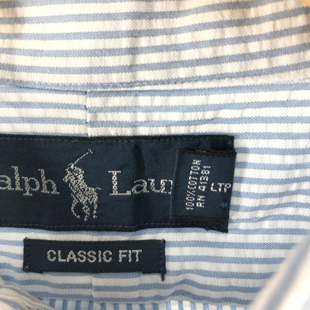 Ralph Lauren CLASSIC FIT Classic Fit Seersucker Short Sleeve Button Down Striped Shirt Men's L cotton white type Vintage Second Hand