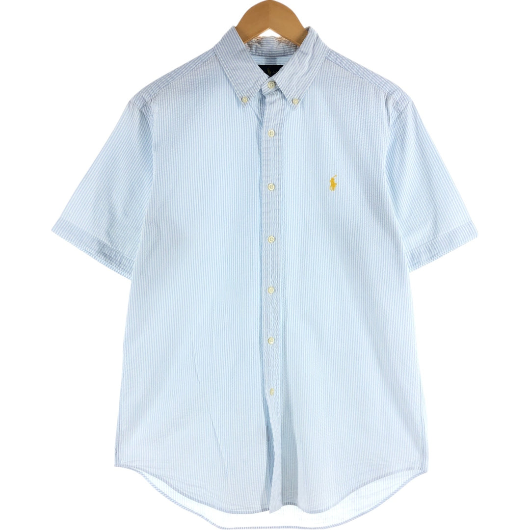 Ralph Lauren CLASSIC FIT Classic Fit Seersucker Short Sleeve Button Down Striped Shirt Men's M cotton white type Vintage Second Hand