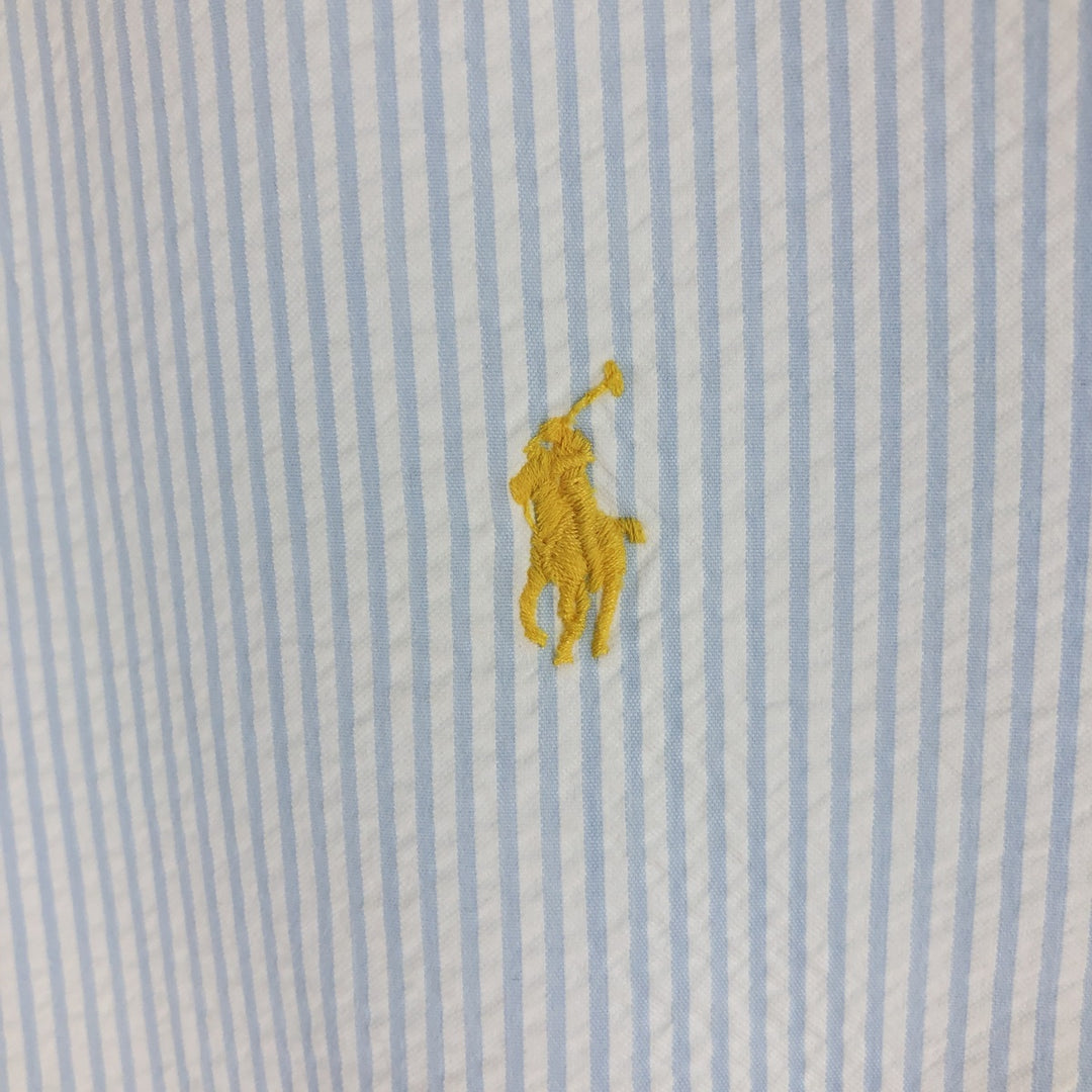 Ralph Lauren CLASSIC FIT Classic Fit Seersucker Short Sleeve Button Down Striped Shirt Men's M cotton white type Vintage Second Hand
