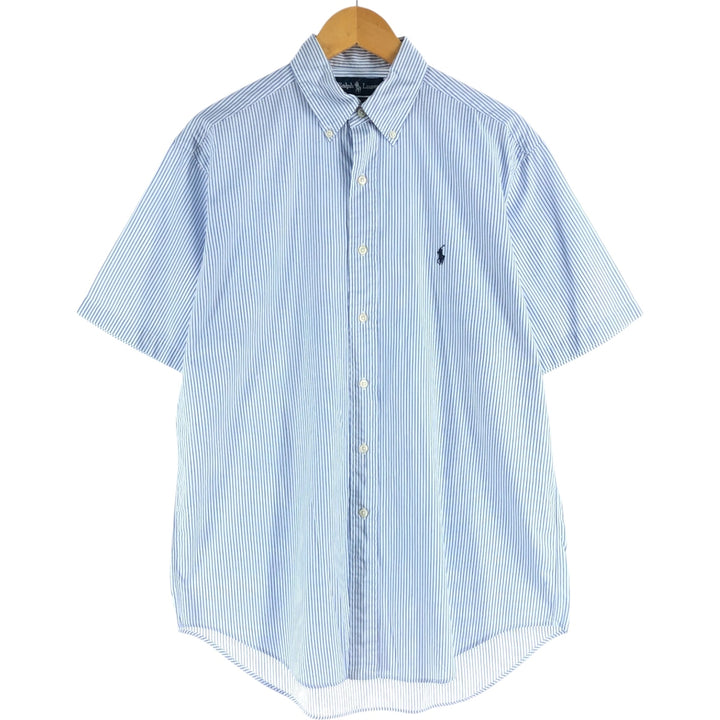 Ralph Lauren YARMOUTH short sleeve button down striped shirt, men's size M cotton white type Vintage Second Hand