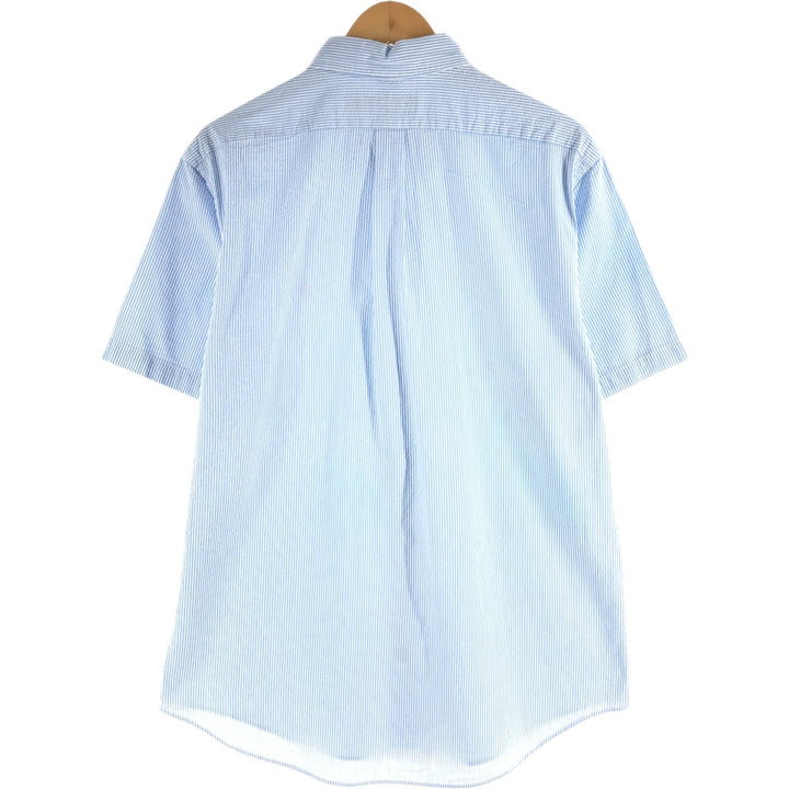 Ralph Lauren Seersucker Short Sleeve Button-Down Striped Shirt, Men's Size L cotton white type Vintage Second Hand