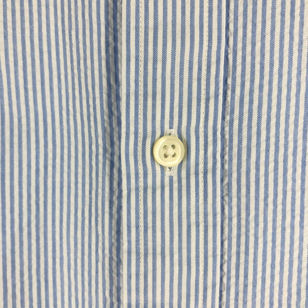 Ralph Lauren Seersucker Short Sleeve Button-Down Striped Shirt, Men's Size L cotton white type Vintage Second Hand