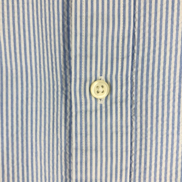 Ralph Lauren Seersucker Short Sleeve Button-Down Striped Shirt, Men's Size L cotton white type Vintage Second Hand