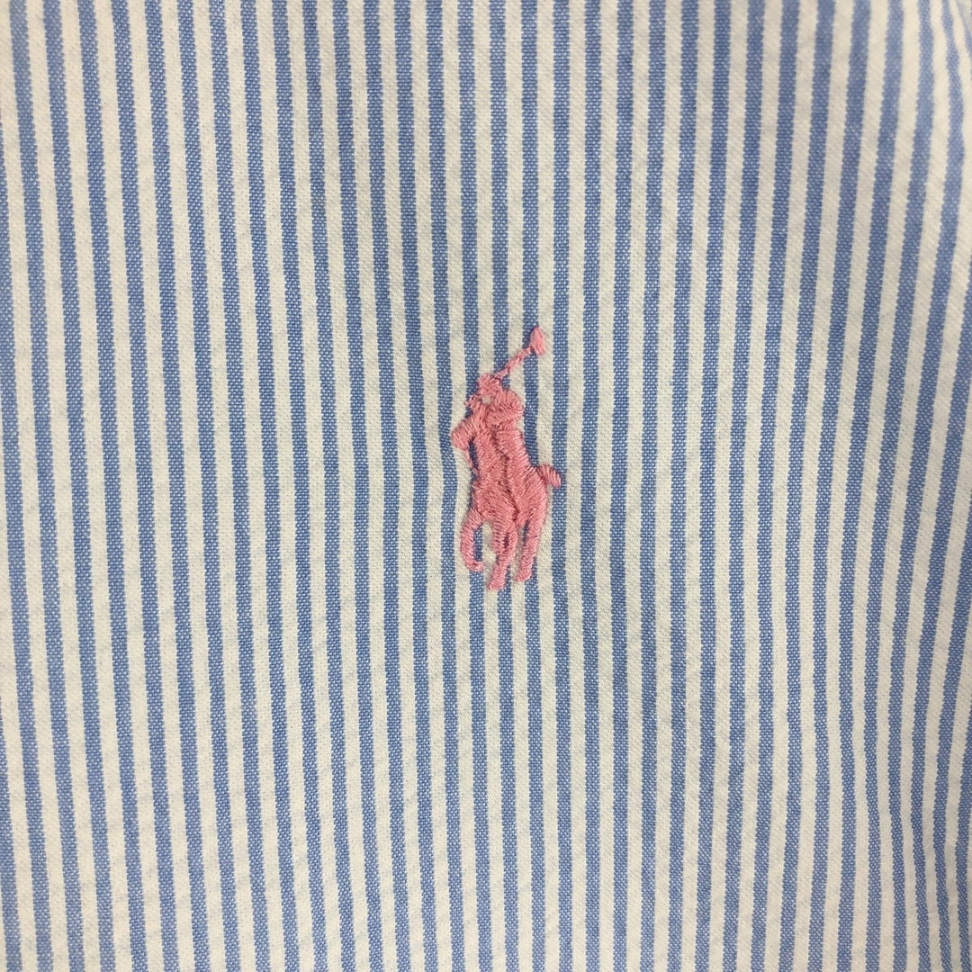 Ralph Lauren Seersucker Short Sleeve Button-Down Striped Shirt, Men's Size L cotton white type Vintage Second Hand