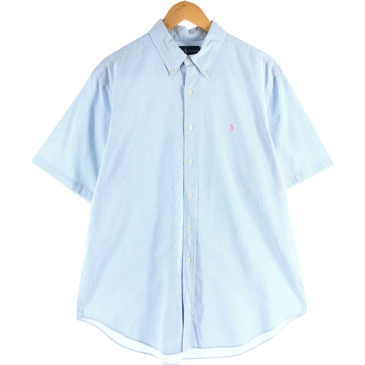 Ralph Lauren CLASSIC FIT Classic Fit Seersucker Short Sleeve Button Down Striped Shirt Men's XL cotton white type Vintage Second Hand