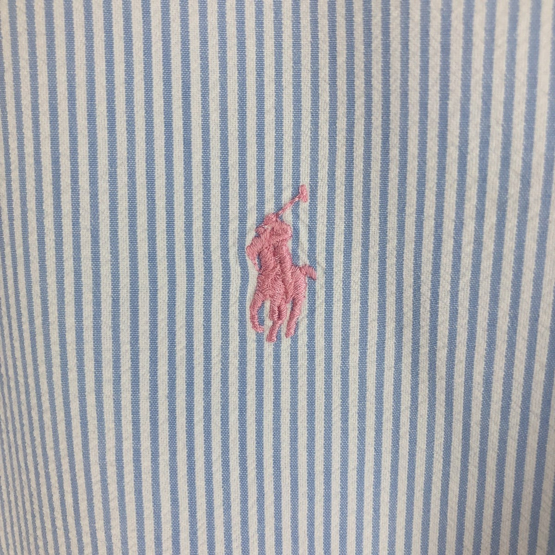Ralph Lauren CLASSIC FIT Classic Fit Seersucker Short Sleeve Button Down Striped Shirt Men's XL cotton white type Vintage Second Hand