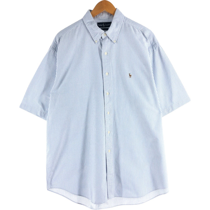 Ralph Lauren short sleeve button down striped shirt, men's XL size cotton white type Vintage Second Hand