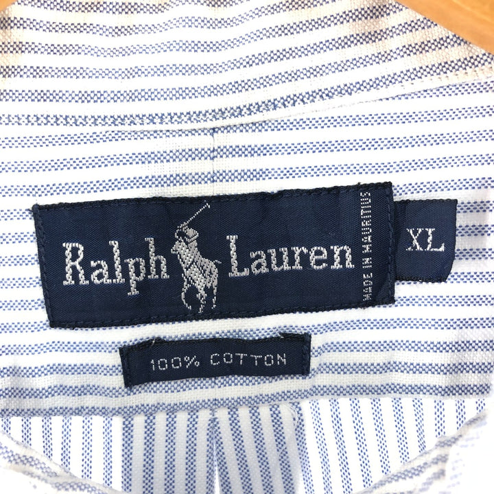 Ralph Lauren short sleeve button down striped shirt, men's XL size cotton white type Vintage Second Hand
