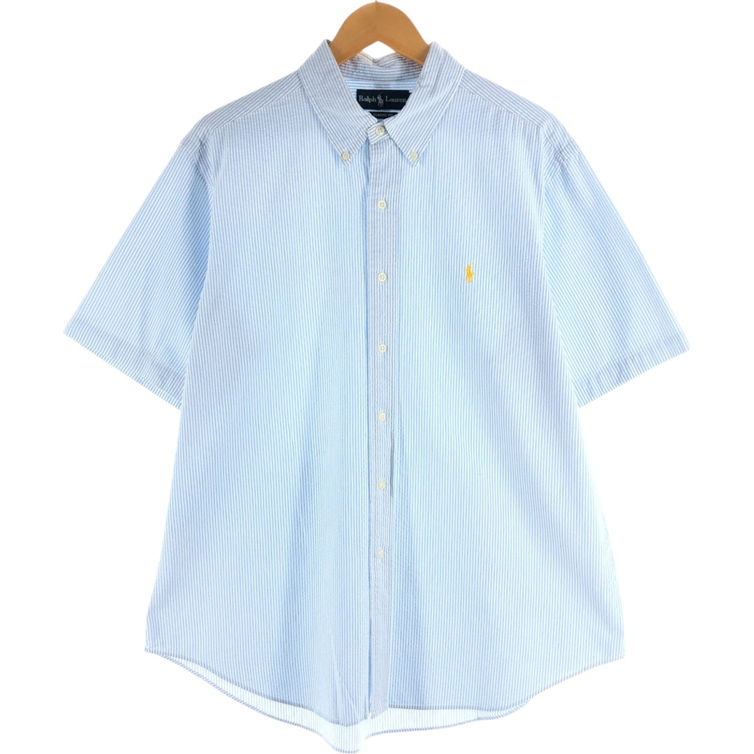 Ralph Lauren CLASSIC FIT Classic Fit Seersucker Short Sleeve Button Down Striped Shirt Men's XL cotton white type Vintage Second Hand