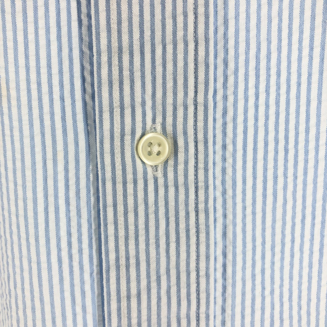 Ralph Lauren CLASSIC FIT Classic Fit Seersucker Short Sleeve Button Down Striped Shirt Men's XL cotton white type Vintage Second Hand