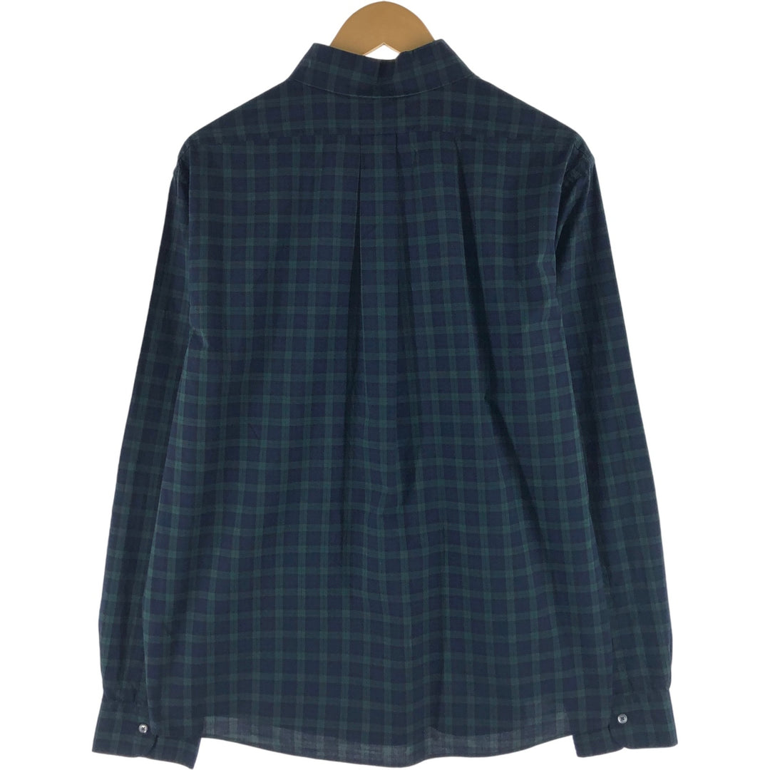 Brooks Brothers Est.1818 Blackwatch Check Long Sleeve Button-Down Check Shirt, Men's Size L cotton navy blue type Vintage Second Hand