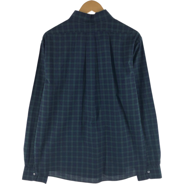 Brooks Brothers Est.1818 Blackwatch Check Long Sleeve Button-Down Check Shirt, Men's Size L cotton navy blue type Vintage Second Hand