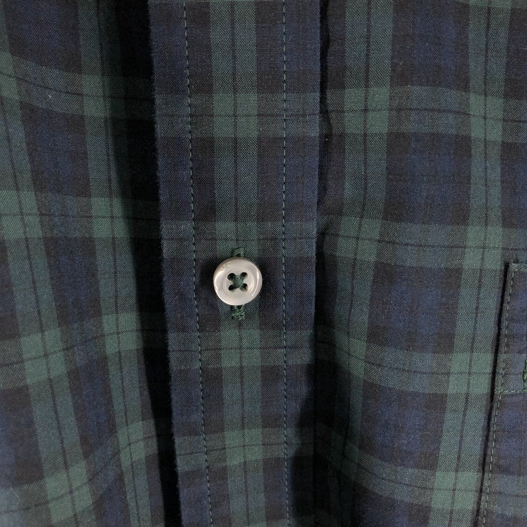 Brooks Brothers Est.1818 Blackwatch Check Long Sleeve Button-Down Check Shirt, Men's Size L cotton navy blue type Vintage Second Hand