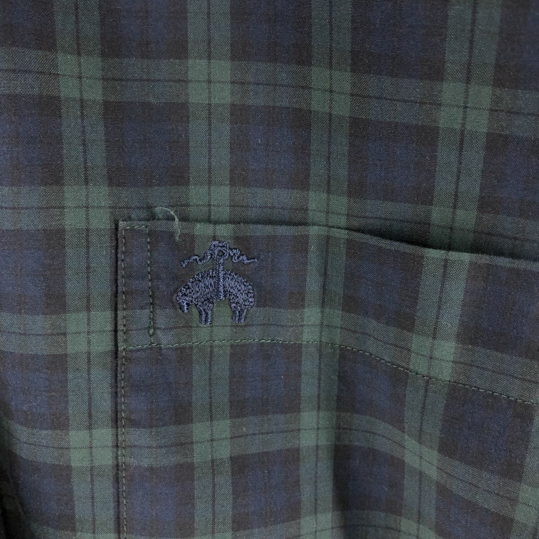 Brooks Brothers Est.1818 Blackwatch Check Long Sleeve Button-Down Check Shirt, Men's Size L cotton navy blue type Vintage Second Hand