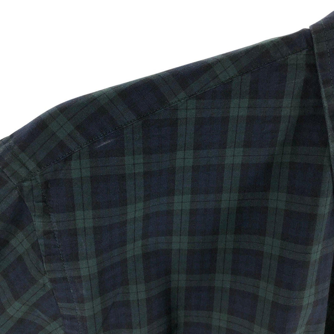 Brooks Brothers Est.1818 Blackwatch Check Long Sleeve Button-Down Check Shirt, Men's Size L cotton navy blue type Vintage Second Hand