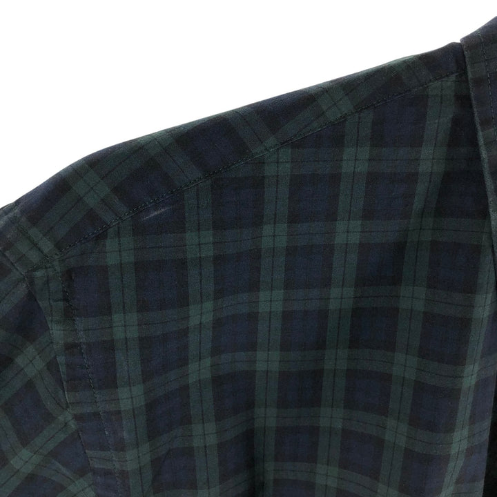Brooks Brothers Est.1818 Blackwatch Check Long Sleeve Button-Down Check Shirt, Men's Size L cotton navy blue type Vintage Second Hand