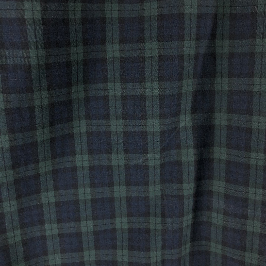 Brooks Brothers Est.1818 Blackwatch Check Long Sleeve Button-Down Check Shirt, Men's Size L cotton navy blue type Vintage Second Hand