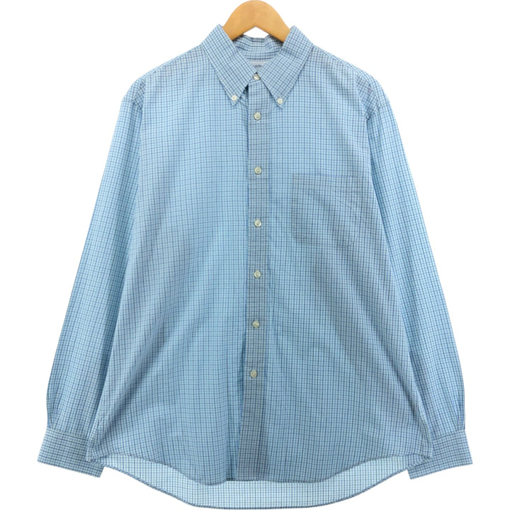 Brooks Brothers 1818 Long Sleeve Button-Down Check Shirt, Men's Size L cotton blue type Vintage Second Hand