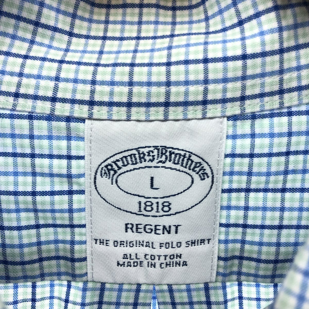 Brooks Brothers 1818 Long Sleeve Button-Down Check Shirt, Men's Size L cotton blue type Vintage Second Hand
