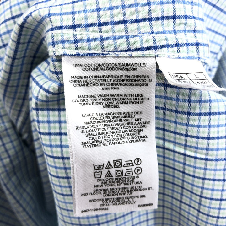 Brooks Brothers 1818 Long Sleeve Button-Down Check Shirt, Men's Size L cotton blue type Vintage Second Hand