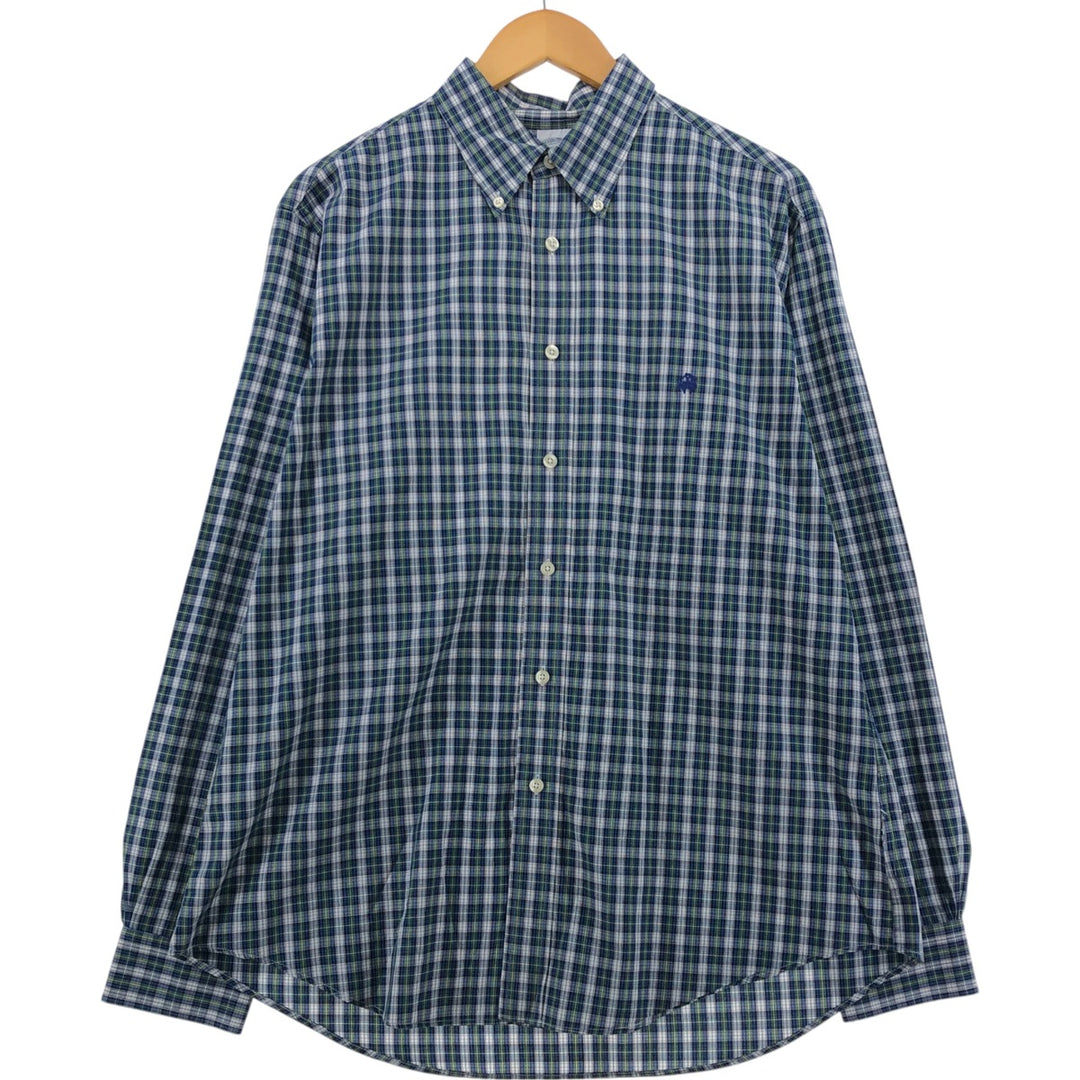 Brooks Brothers 1818 Long Sleeve Button-Down Check Shirt, Men's Size L cotton blue type Vintage Second Hand