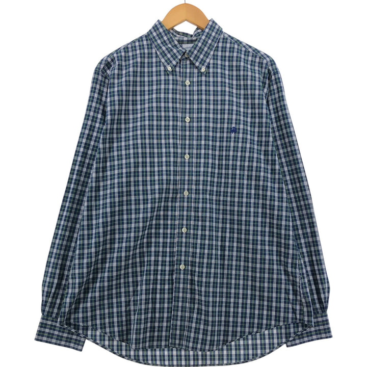 Brooks Brothers 1818 Long Sleeve Button-Down Check Shirt, Men's Size L cotton blue type Vintage Second Hand