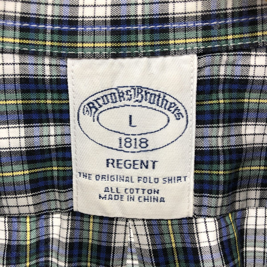 Brooks Brothers 1818 Long Sleeve Button-Down Check Shirt, Men's Size L cotton blue type Vintage Second Hand