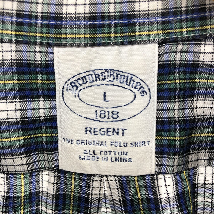 Brooks Brothers 1818 Long Sleeve Button-Down Check Shirt, Men's Size L cotton blue type Vintage Second Hand
