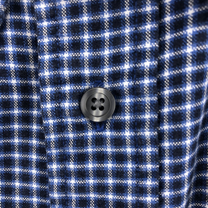 Eddie Bauer Long Sleeve Button-Down Check Shirt, Men's Size L cotton navy blue type Vintage Second Hand