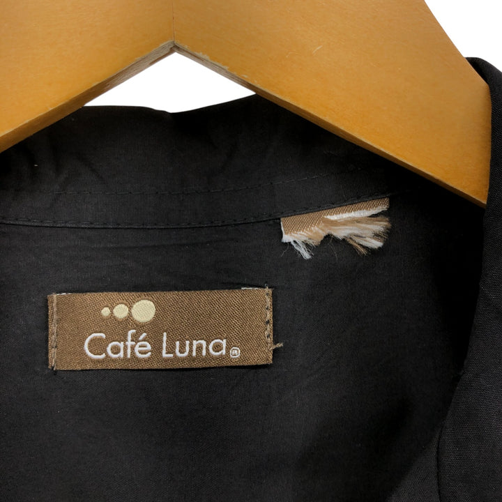 CAFE LUNA Short Sleeve Open Collar Mexican Shirt Cuban Shirt Box Shirt Men's XL Size unclear black type Vintage Second Hand