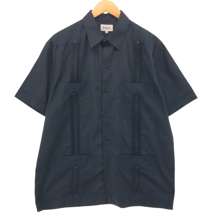 MY CUBAN STORE Short Sleeve Mexican Shirt Cuban Shirt Box Shirt Men's Size L polyester black type Vintage Second Hand