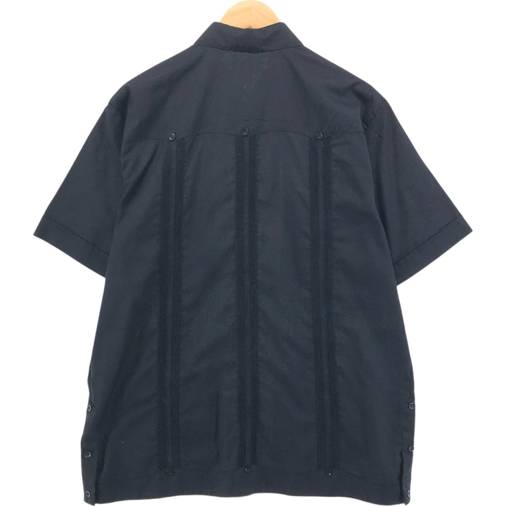 MY CUBAN STORE Short Sleeve Mexican Shirt Cuban Shirt Box Shirt Men's Size L polyester black type Vintage Second Hand