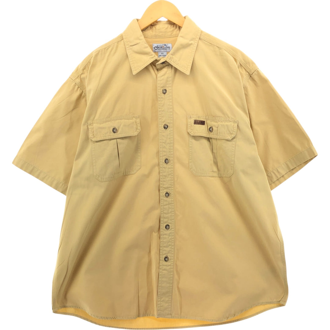 Carhartt short sleeve work shirt, men's XL size cotton Camel type Vintage Second Hand