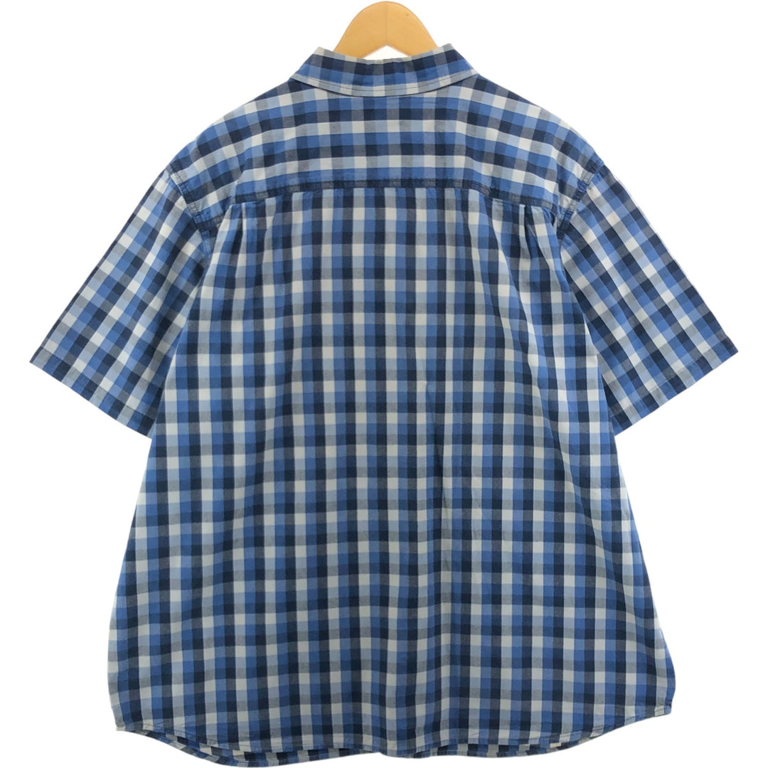 Carhartt RELAXED FIT Check Pattern Button-down Short Sleeve Work Shirt, Men's XXL cotton blue type Vintage Second Hand