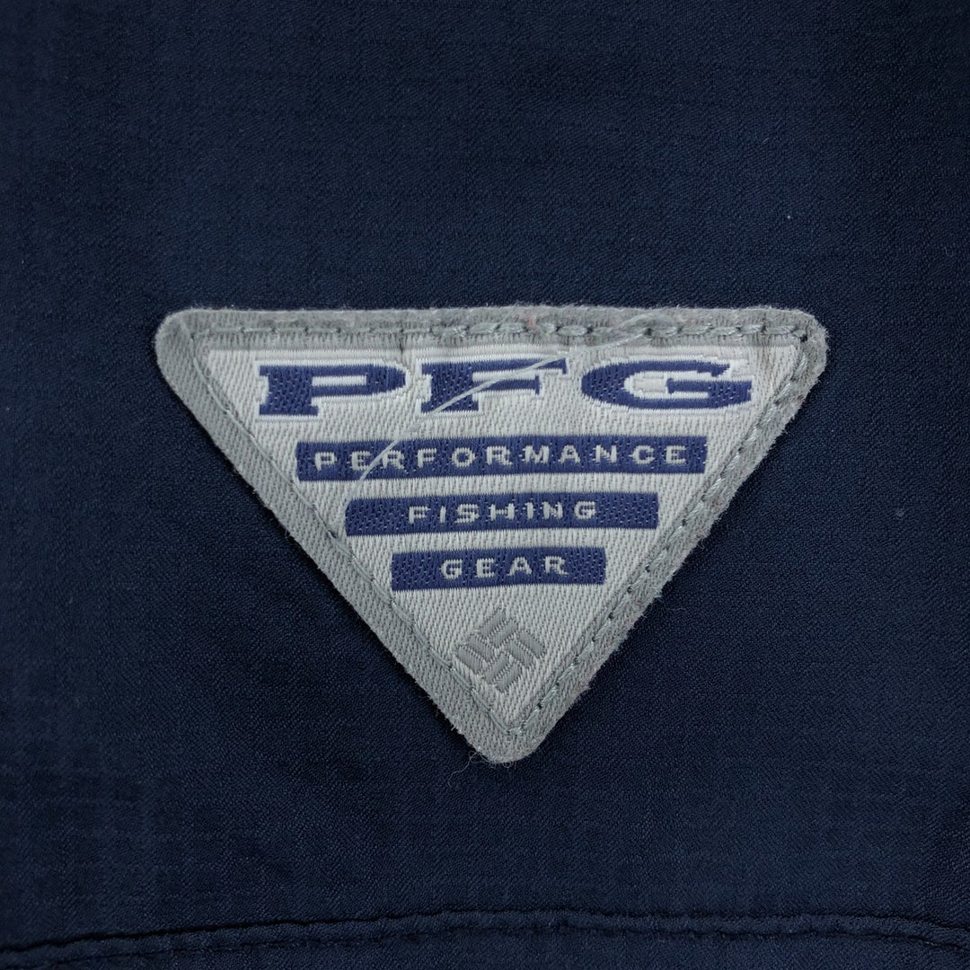 Columbia PFG OMNI-SHADE Ripstop Button-down Short Sleeve Fishing Shirt, Men's XL polyester navy blue type Vintage Second Hand