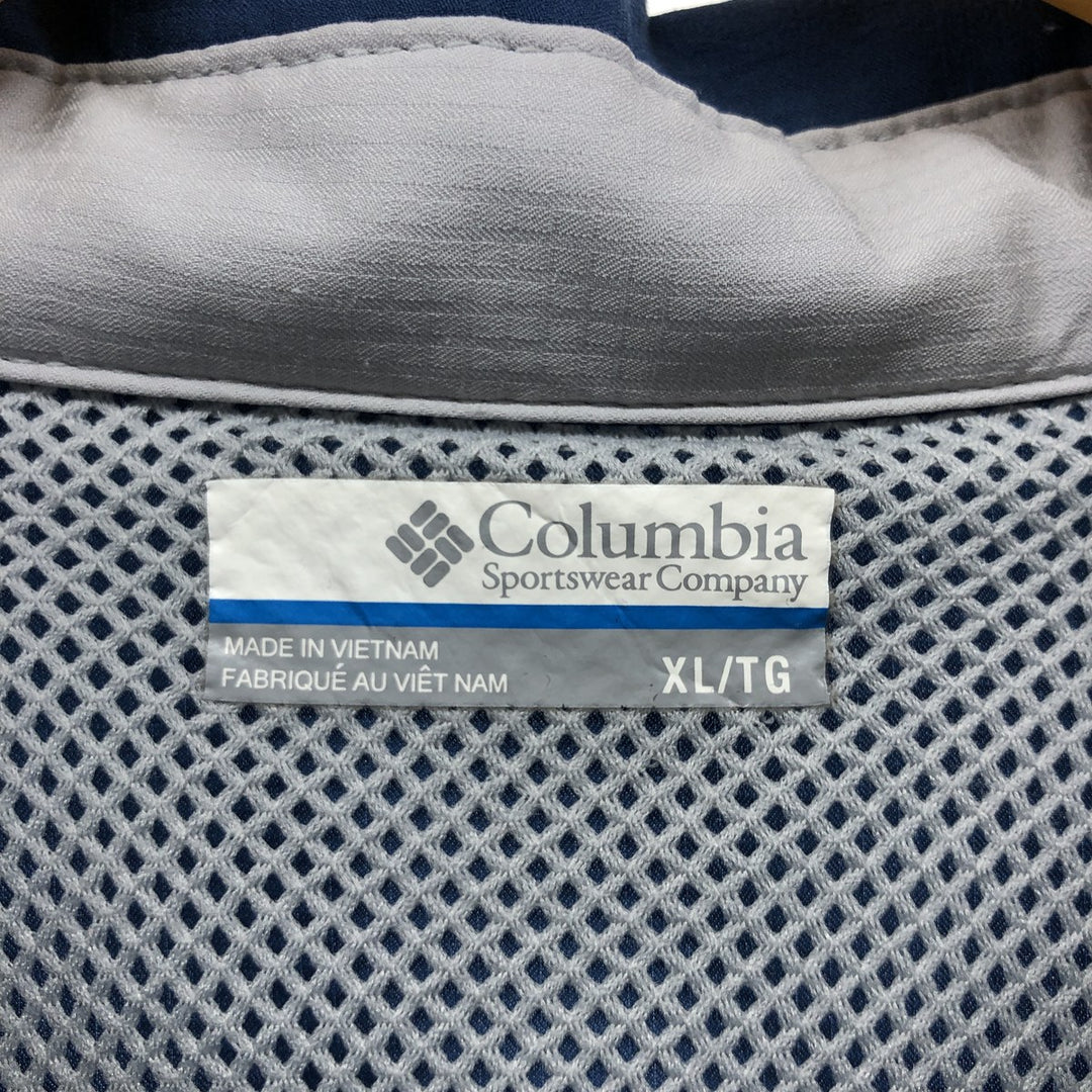 Columbia PFG OMNI-SHADE Ripstop Hidden Button-Down Short Sleeve Fishing Shirt, Men's XL polyester blue type Vintage Second Hand