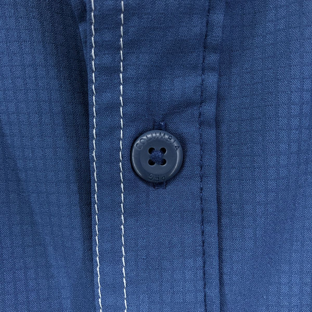 Columbia PFG OMNI-SHADE Ripstop Hidden Button-Down Short Sleeve Fishing Shirt, Men's XL polyester blue type Vintage Second Hand