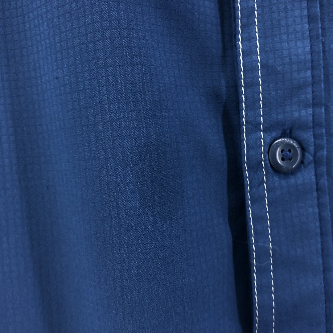 Columbia PFG OMNI-SHADE Ripstop Hidden Button-Down Short Sleeve Fishing Shirt, Men's XL polyester blue type Vintage Second Hand