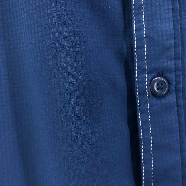Columbia PFG OMNI-SHADE Ripstop Hidden Button-Down Short Sleeve Fishing Shirt, Men's XL polyester blue type Vintage Second Hand