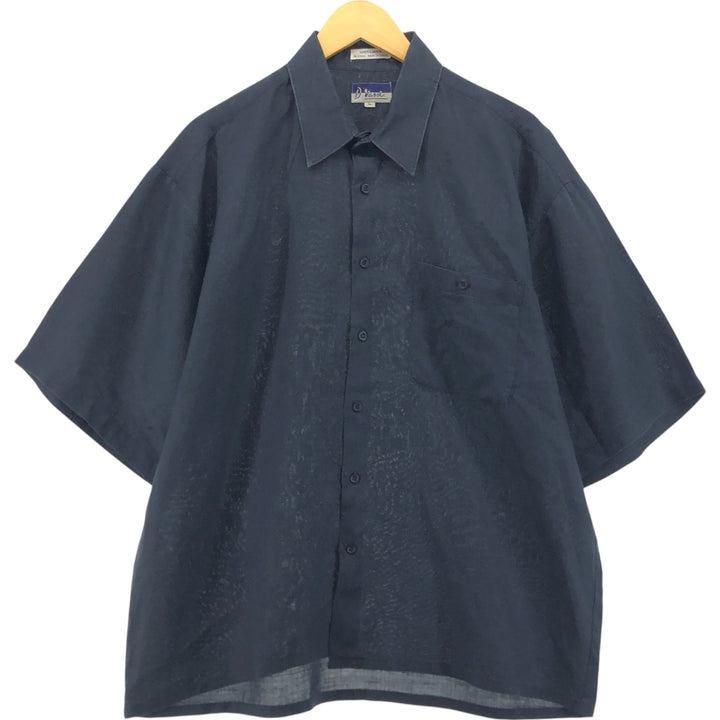 D Vassi Short Sleeve Linen Shirt, Box Shirt, Men's Size L linen black type Vintage Second Hand